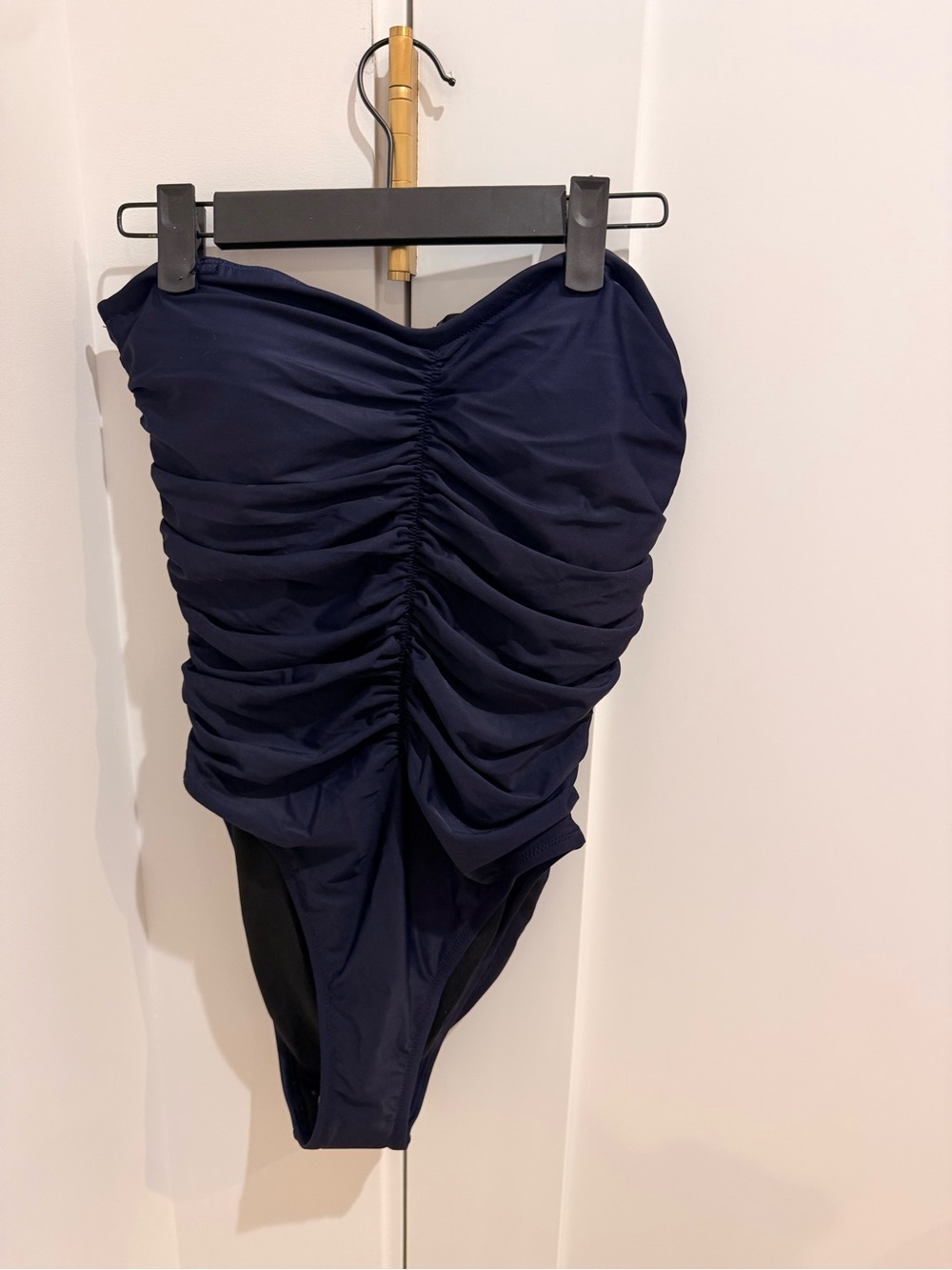 J. Crew Navy Ruched One-Piece Swimsuit